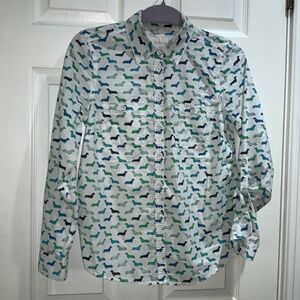 Sonoma dachshund print button front shirt Sz XS cotton